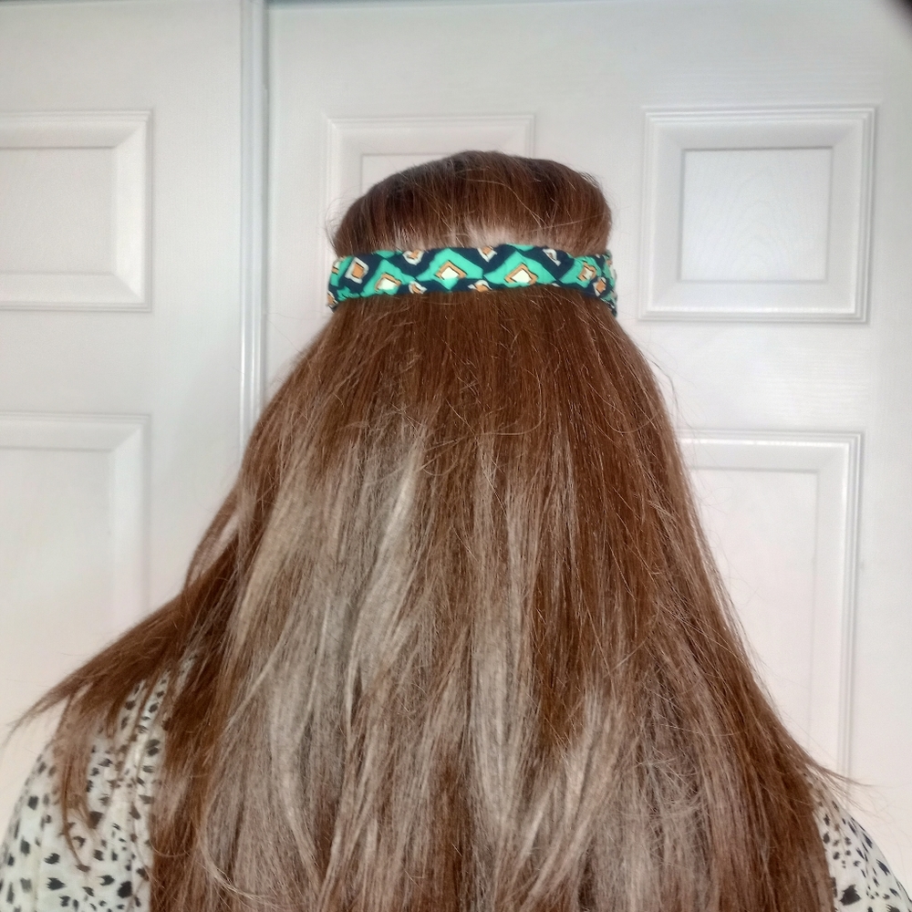 Mint green printed boho chic head band - Picture 4 of 7